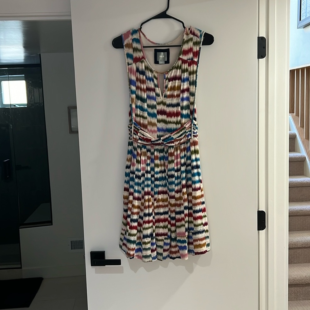 Anthropologie Maeve Womens Keyhole Sleeveless Colorful Sennebec Dress Size Small